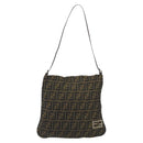 FENDI Zucca Canvas Shoulder Bag Brown Black Auth 195603-13