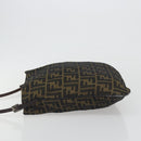 FENDI Zucca Canvas Shoulder Bag Brown Black Auth 195603-4