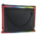 LOUIS VUITTON taiga rainbow Chain Pochette A4 Bag Black M30347 LV Auth 195606A-1