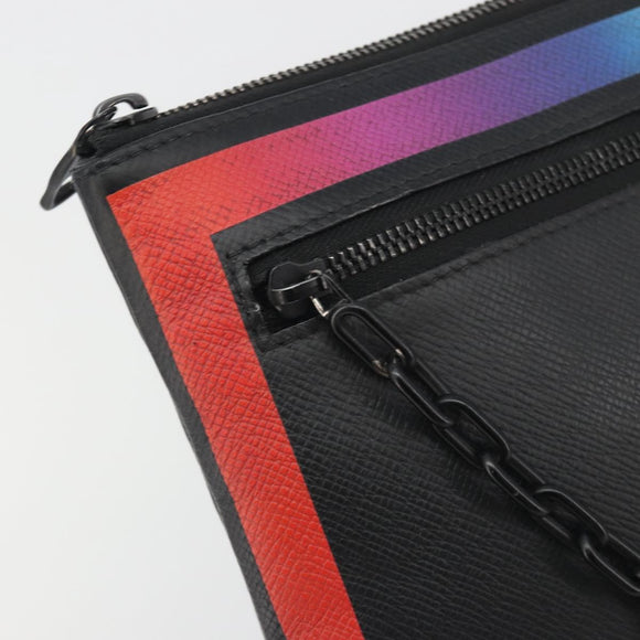 LOUIS VUITTON taiga rainbow Chain Pochette A4 Bag Black M30347 LV Auth 195606A
