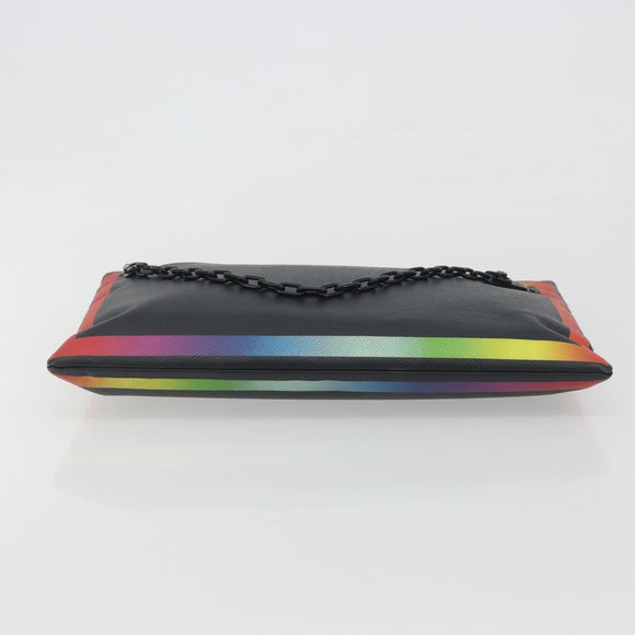 LOUIS VUITTON taiga rainbow Chain Pochette A4 Bag Black M30347 LV Auth 195606A