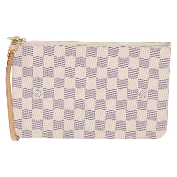 LOUIS VUITTON Damier Azur Neverfull MM Pouch Pouch LV Auth 195608V