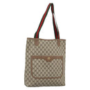 GUCCI GG Supreme Web Sherry Line Tote Bag PVC Beige Gold Auth 195609-1