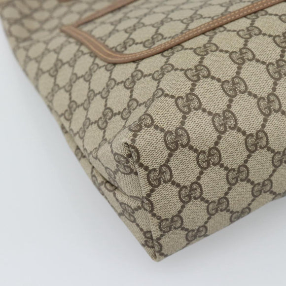 GUCCI GG Supreme Web Sherry Line Tote Bag PVC Beige Gold Auth 195609
