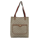 GUCCI GG Supreme Web Sherry Line Tote Bag PVC Beige Gold Auth 195609-13