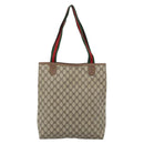 GUCCI GG Supreme Web Sherry Line Tote Bag PVC Beige Gold Auth 195609-2