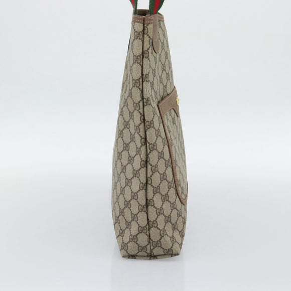 GUCCI GG Supreme Web Sherry Line Tote Bag PVC Beige Gold Auth 195609