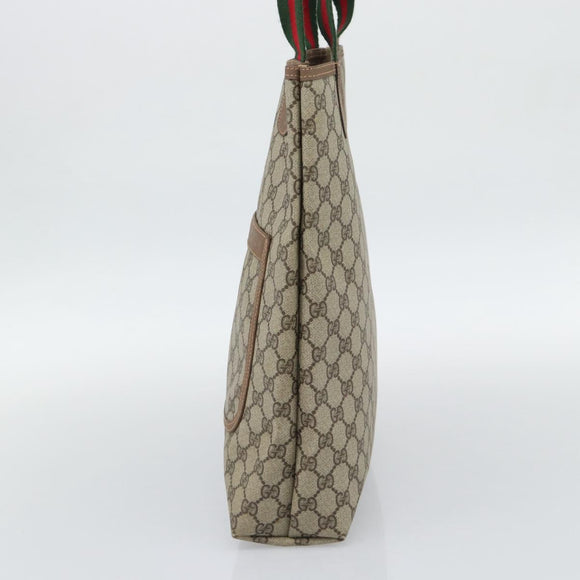 GUCCI GG Supreme Web Sherry Line Tote Bag PVC Beige Gold Auth 195609