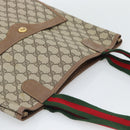 GUCCI GG Supreme Web Sherry Line Tote Bag PVC Beige Gold Auth 195609-6