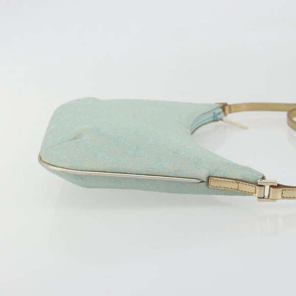 GUCCI GG Canvas Shoulder Bag Light Blue Gold 005 0813 Auth 195610A