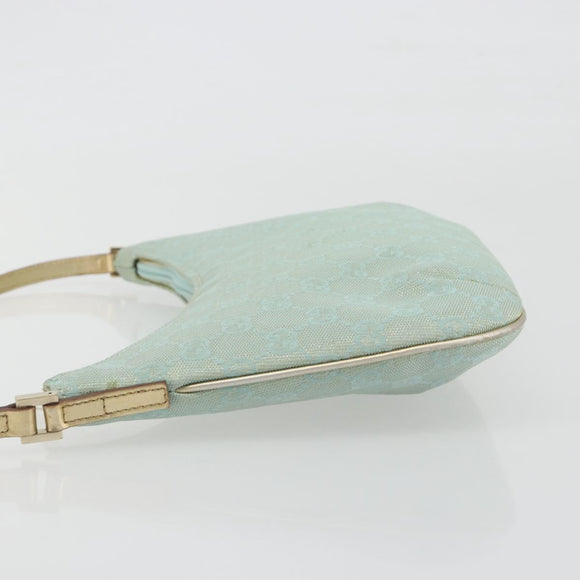 GUCCI GG Canvas Shoulder Bag Light Blue Gold 005 0813 Auth 195610A