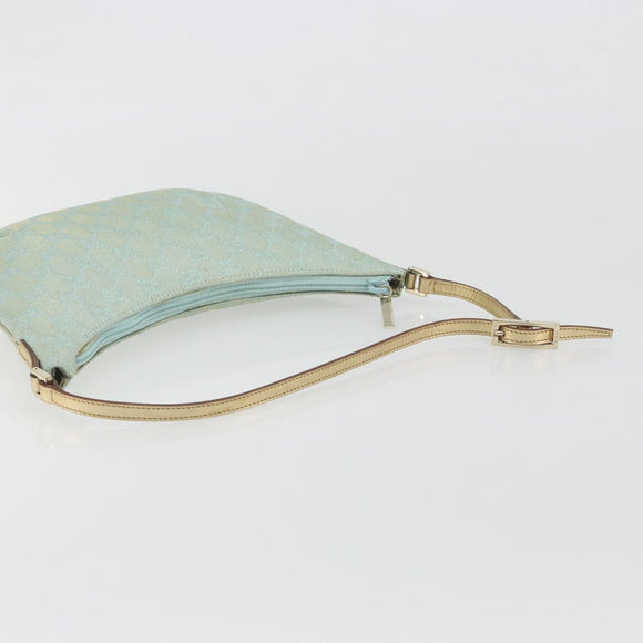 GUCCI GG Canvas Shoulder Bag Light Blue Gold 005 0813 Auth 195610A