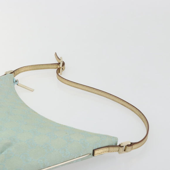 GUCCI GG Canvas Shoulder Bag Light Blue Gold 005 0813 Auth 195610A