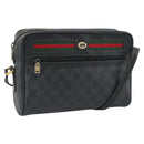 GUCCI GG Supreme Web Sherry Line Bag PVC Black Gold 72 02 088 Auth 195611-1