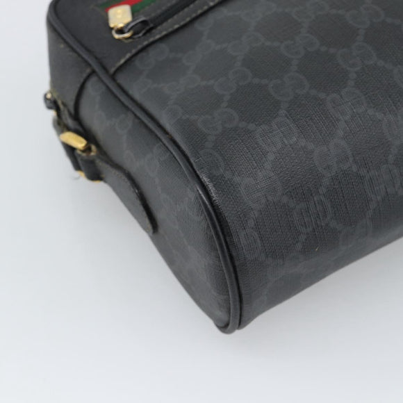 GUCCI GG Supreme Web Sherry Line Bag PVC Black Gold 72 02 088 Auth 195611