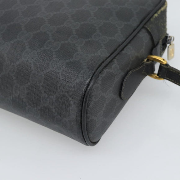 GUCCI GG Supreme Web Sherry Line Bag PVC Black Gold 72 02 088 Auth 195611