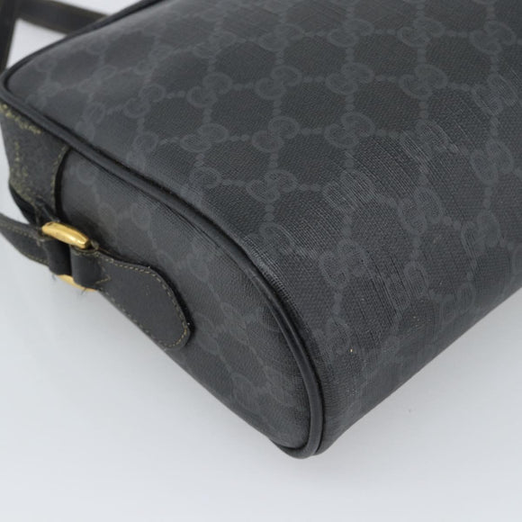 GUCCI GG Supreme Web Sherry Line Bag PVC Black Gold 72 02 088 Auth 195611