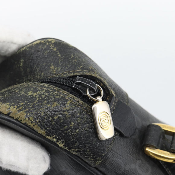 GUCCI GG Supreme Web Sherry Line Bag PVC Black Gold 72 02 088 Auth 195611