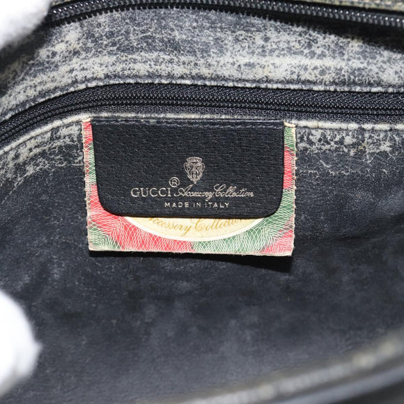 GUCCI GG Supreme Web Sherry Line Bag PVC Black Gold 72 02 088 Auth 195611
