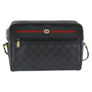 GUCCI GG Supreme Web Sherry Line Bag PVC Black Gold 72 02 088 Auth 195611-2