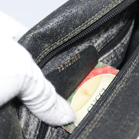 GUCCI GG Supreme Web Sherry Line Bag PVC Black Gold 72 02 088 Auth 195611