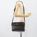 GUCCI GG Supreme Web Sherry Line Bag PVC Black Gold 72 02 088 Auth 195611-23