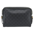 GUCCI GG Supreme Web Sherry Line Bag PVC Black Gold 72 02 088 Auth 195611-3