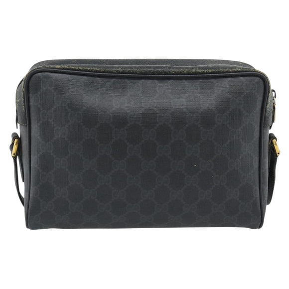 GUCCI GG Supreme Web Sherry Line Bag PVC Black Gold 72 02 088 Auth 195611