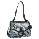 Salvatore Ferragamo Gancini Shoulder Bag Nylon Gray Silver Auth 195614A-1