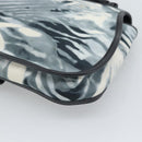Salvatore Ferragamo Gancini Shoulder Bag Nylon Gray Silver Auth 195614A-12