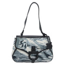 Salvatore Ferragamo Gancini Shoulder Bag Nylon Gray Silver Auth 195614A-2