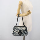Salvatore Ferragamo Gancini Shoulder Bag Nylon Gray Silver Auth 195614A-22