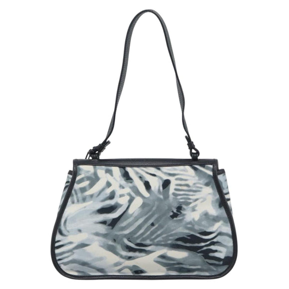 Salvatore Ferragamo Gancini Shoulder Bag Nylon Gray Silver Auth 195614A