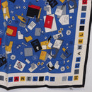 CHANEL Scarf Silk Blue CC Auth 195615V-10