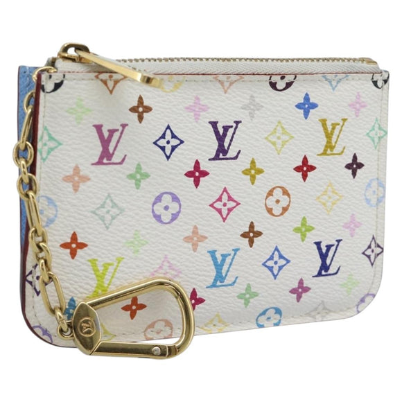 LOUIS VUITTON Monogram Multicolor Pochette Cles NM White M93733 LV Auth 195617V