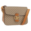 CELINE Macadam Canvas Shoulder Bag PVC Beige Gold Auth 195634-1