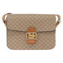 CELINE Macadam Canvas Shoulder Bag PVC Beige Gold Auth 195634-13