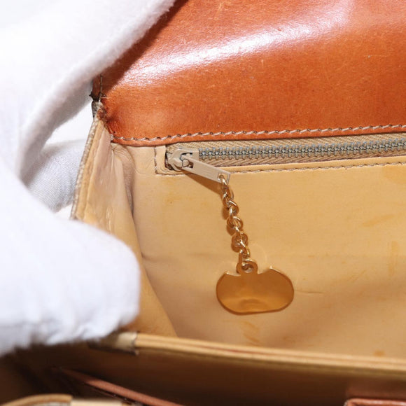 CELINE Macadam Canvas Shoulder Bag PVC Beige Gold Auth 195634