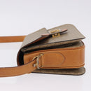 CELINE Macadam Canvas Shoulder Bag PVC Beige Gold Auth 195634-4