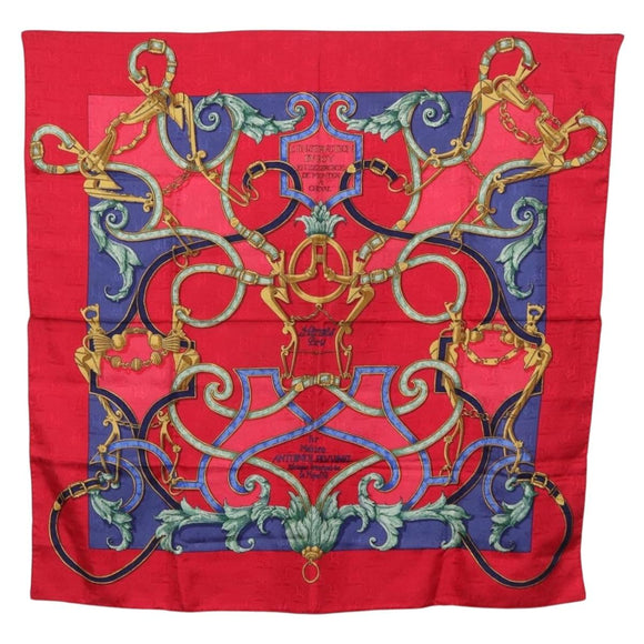 HERMES Carre90 Scarf Silk Red Auth 195639