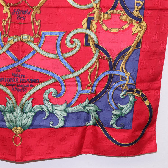 HERMES Carre90 Scarf Silk Red Auth 195639