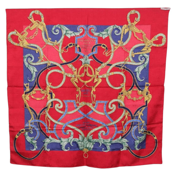 HERMES Carre90 Scarf Silk Red Auth 195639