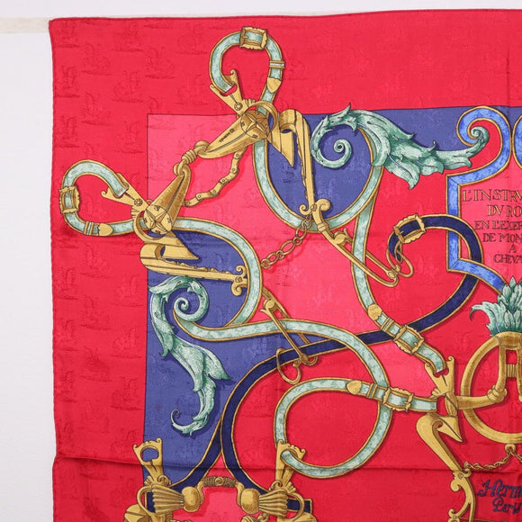 HERMES Carre90 Scarf Silk Red Auth 195639