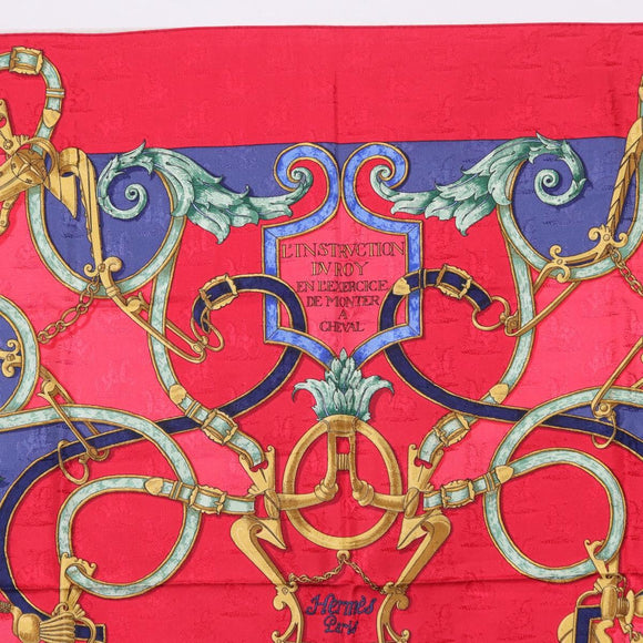 HERMES Carre90 Scarf Silk Red Auth 195639