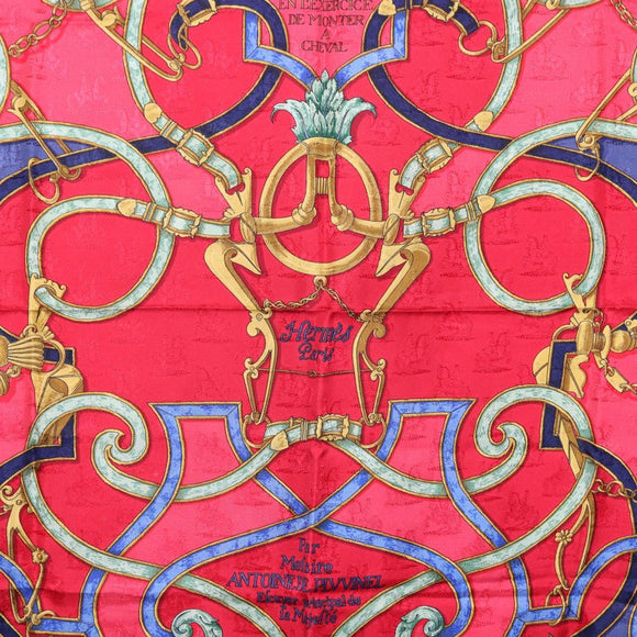 HERMES Carre90 Scarf Silk Red Auth 195639