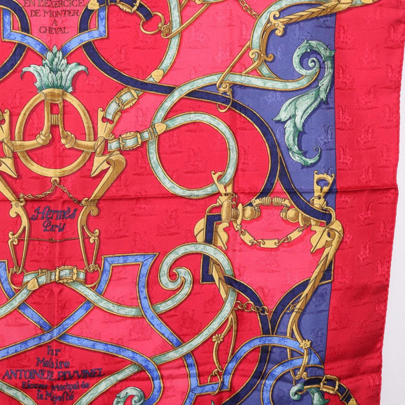 HERMES Carre90 Scarf Silk Red Auth 195639