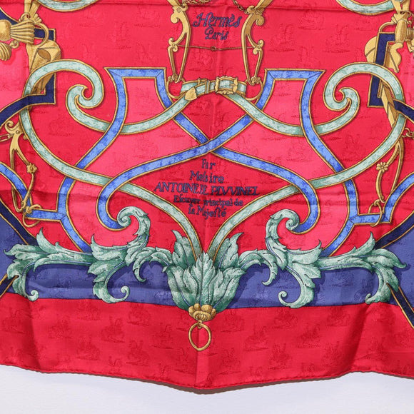HERMES Carre90 Scarf Silk Red Auth 195639