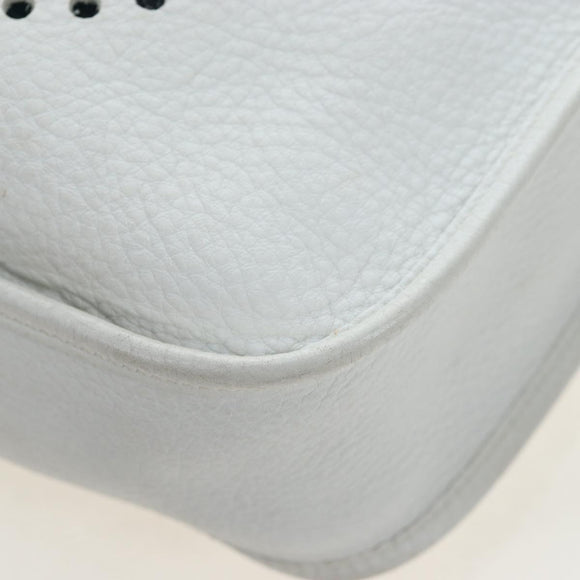 HERMES Evelyn 1GM Shoulder Bag Leather White Silver Auth 195640SAM