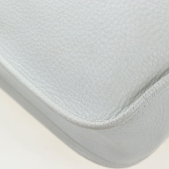 HERMES Evelyn 1GM Shoulder Bag Leather White Silver Auth 195640SAM