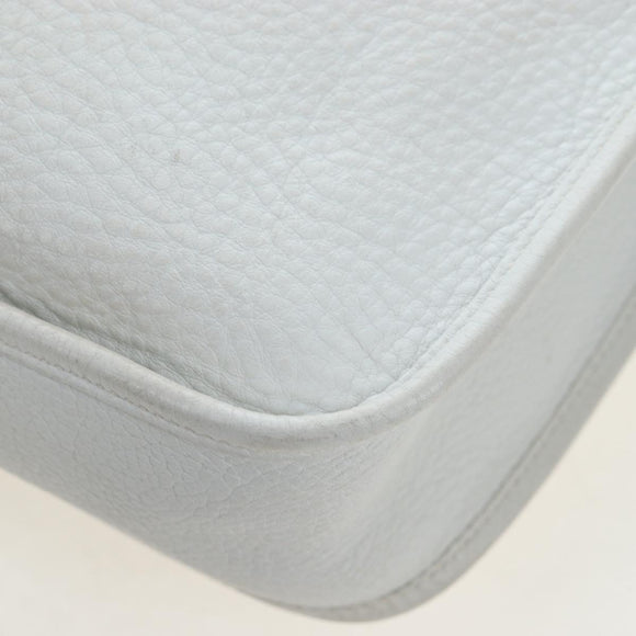 HERMES Evelyn 1GM Shoulder Bag Leather White Silver Auth 195640SAM